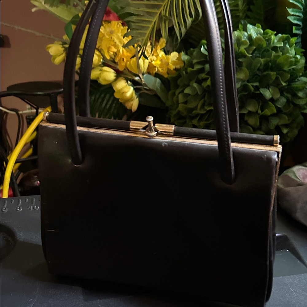 Classic Black Leather Top-Handle Women's Bag